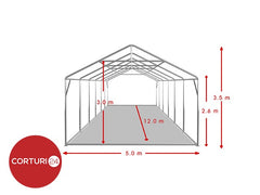 5X12 m Eventzelt PROFESSIONAL XXL, weißes feuerfestes PVC
