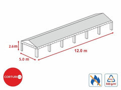 5x12 m-Fireproof roof tarpaulin 550 gr/m2 - 2.6m side height | Prelate acoperis | Prelate acoperis | Corturi24