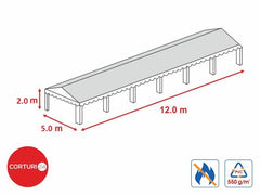 5x12m- Roof tarpaulin 500 gr/m2 - 2m side height, white fireproof PVC | Prelate acoperis | Prelate acoperis | Corturi24