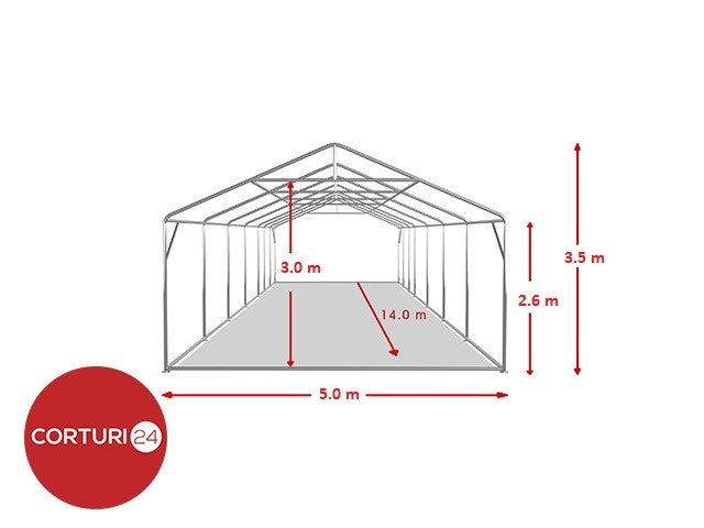 5X14 m Event Tent PROFESSIONAL XXL, white flame retardant PVC