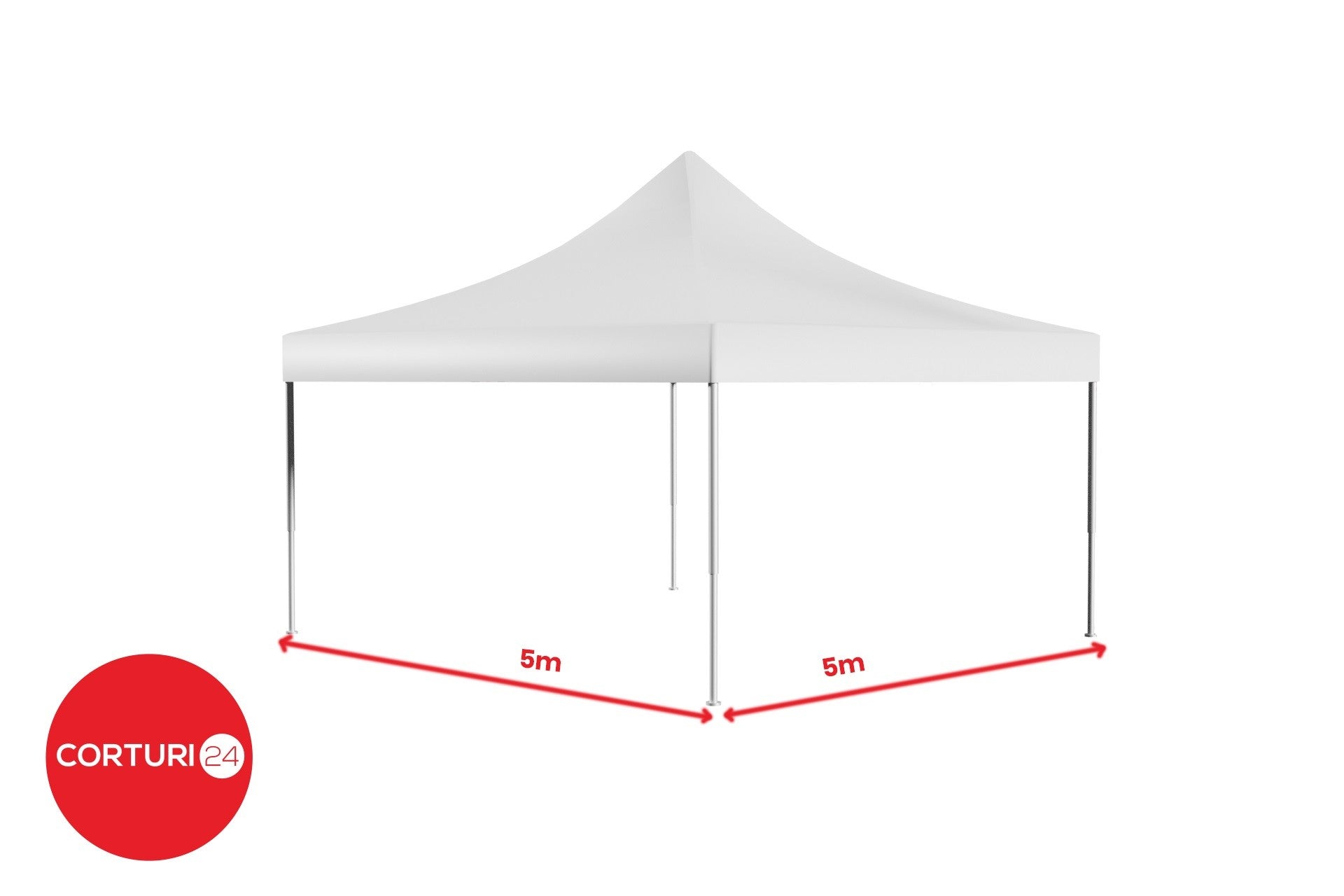 5x5 m Faltpavillon Professional Aluminium 50 mm, ohne Fenster, PVC 620 g/m2, weiß, feuerfest