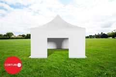 5x5 m Faltpavillon Professional Aluminium 50 mm, ohne Fenster, PVC 620 g/m2, weiß, feuerfest