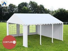 5x6 m ECONOMY Veranstaltungszelt, weißes feuerfestes PVC