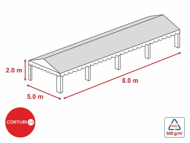 5x8 m-Roof tarpaulin 500 gr/m2 - 2m side height | Prelate acoperis | Prelate acoperis | Corturi24