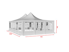 6x10 m Pagoda ECONOMY PVC 500, white