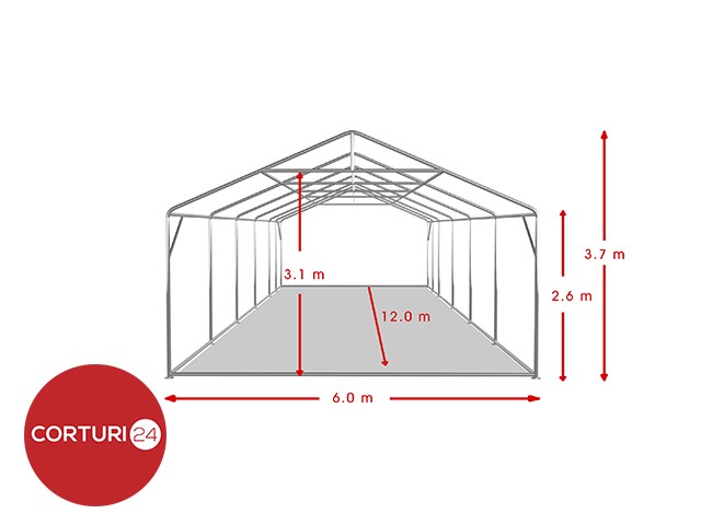 6x12 m Event Tent PROFESSIONAL XXL, white fireproof PVC