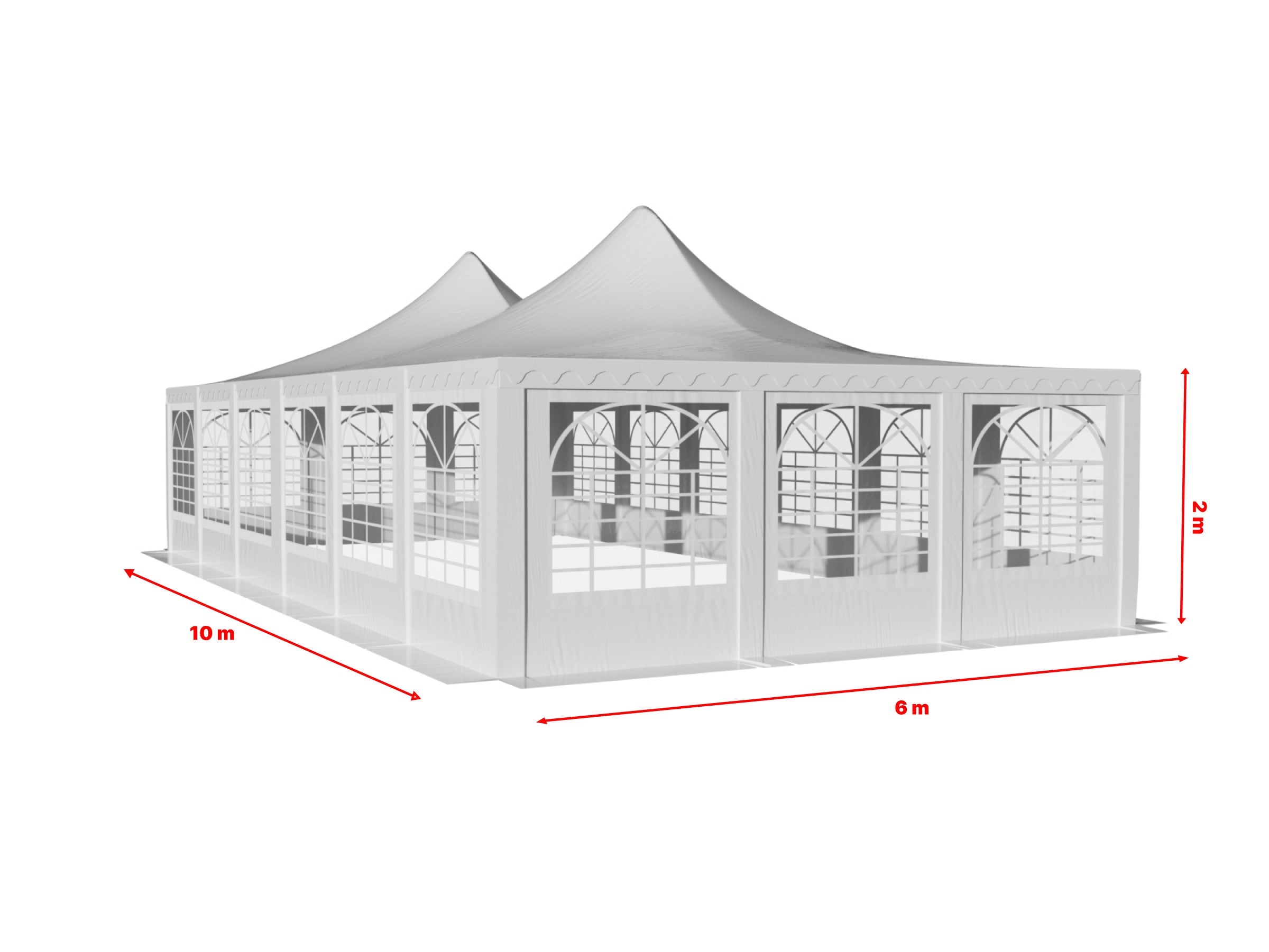 6x12 m Pagoda ECONOMY PVC 500, white