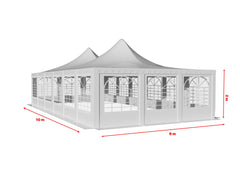 6x12 m Pagoda ECONOMY PVC 500, white