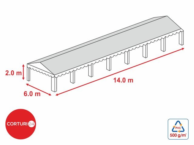 6x14 m-Roof tarpaulin 500 gr/m2 - 2m side height | Prelate acoperis | Prelate acoperis | Corturi24