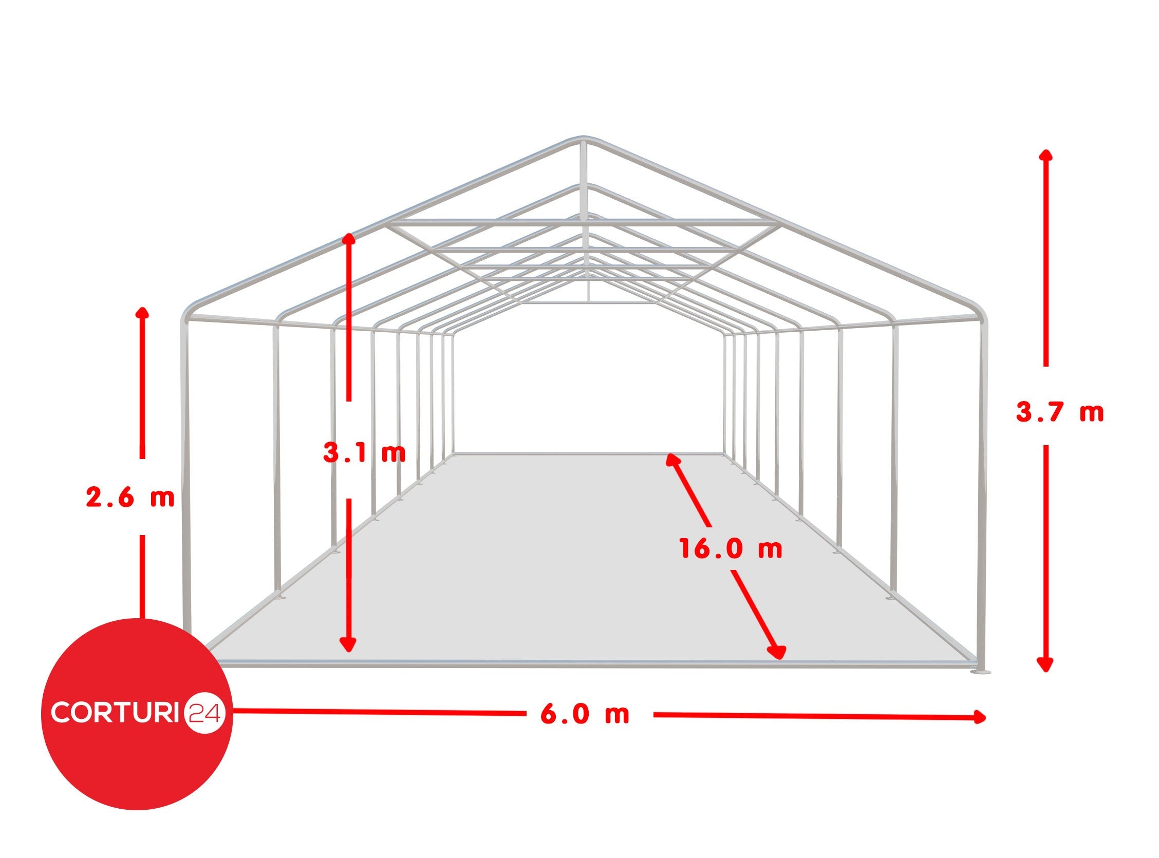 6x16 m Event Tent PROFESSIONAL XXL, white fireproof PVC