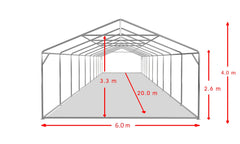 6x20 m Eventzelt PROFESSIONAL XXL, weißes flammhemmendes PVC 