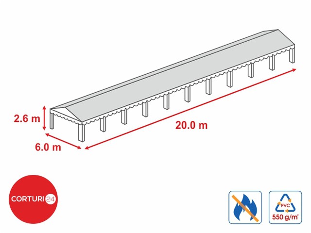 6x20 m-- Roof tarpaulin 550 gr/m2 -2.6m side height, white flame retardant PVC | Prelate acoperis | Prelate acoperis, Produse | Corturi24