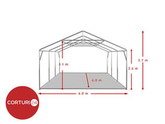 6x6 m Eventzelt PROFESSIONAL XXL, weißes feuerfestes PVC