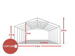 7x14 m Eventzelt PROFESSIONAL XXL, weißes feuerfestes PVC