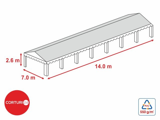 7x14 m-Roof tarpaulin 550 gr/m2 - 2.6m side height | Prelate acoperis | Prelate acoperis, Produse | Corturi24