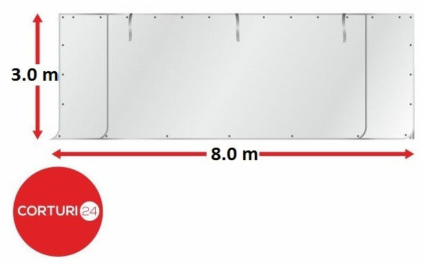 8x3 m Front wall - PVC 550 g/m2, white | Prelate frontale | Prelate frontale | Corturi24