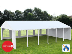 8x12 m Eventzelt PROFESSIONAL XXL, weißes feuerfestes PVC