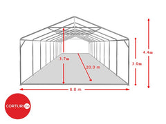 8x20 m Eventzelt PROFESSIONAL XXL, weißes feuerfestes PVC