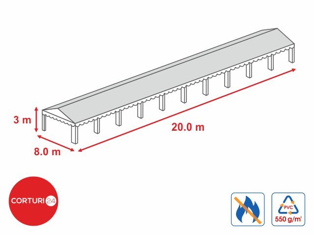 8x20 m-Roof tarpaulin 550 gr/m2 - 3m side height | Prelate acoperis | Prelate acoperis, Produse | Corturi24