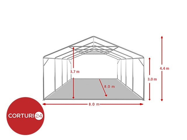 8x8 m Event Tent PROFESSIONAL XXL, white fireproof PVC