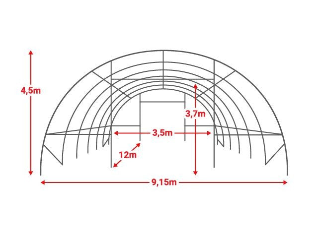 9x12 m halbrunder Saal – 110 m2