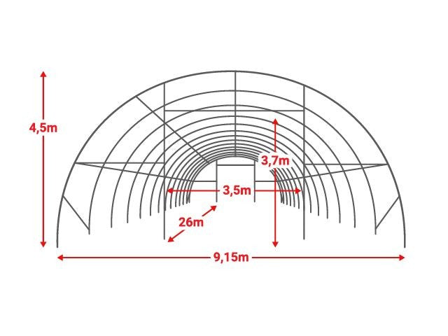 9x26 m halbrunder Saal – 240 m2