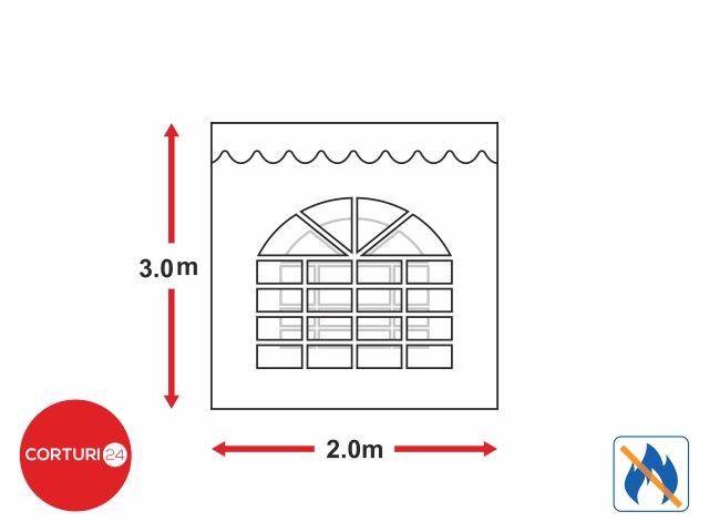 Side tarpaulin with arched window, 2x3 m, fireproof PVC | Prelate laterale cu fereastra | Prelate laterale cu fereastra, Produse | Corturi24