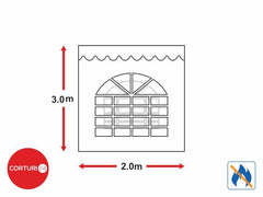 Side tarpaulin with arched window, 2x3 m, fireproof PVC | Prelate laterale cu fereastra | Prelate laterale cu fereastra, Produse | Corturi24