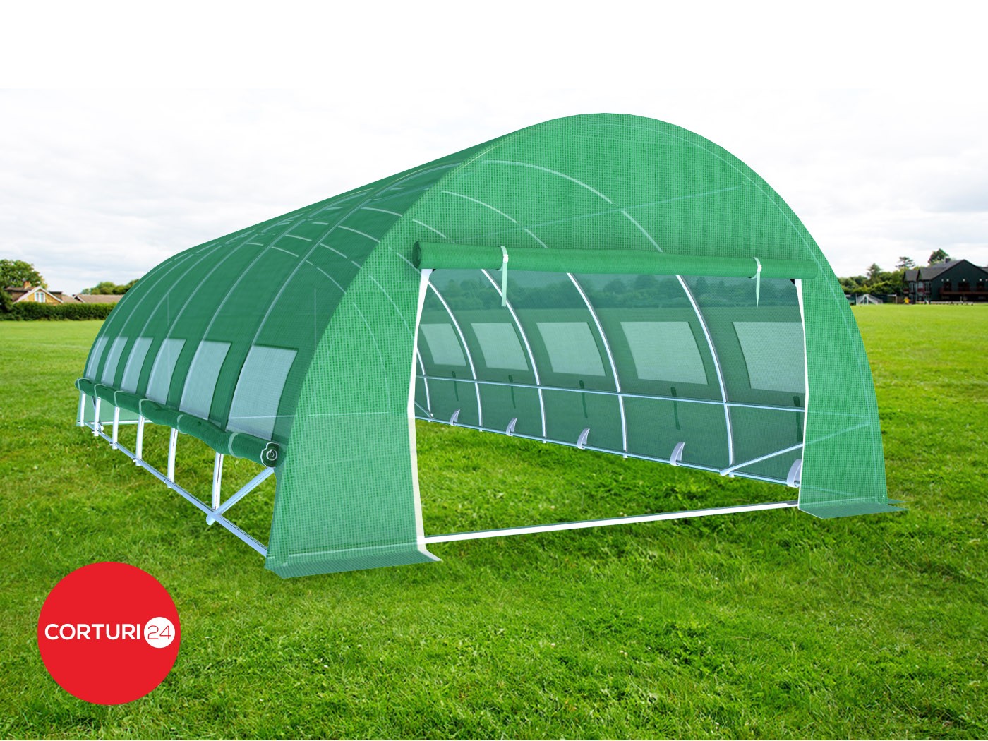 3x7 m Greenhouse Polytunnel 21 sqm, galvanized pipe